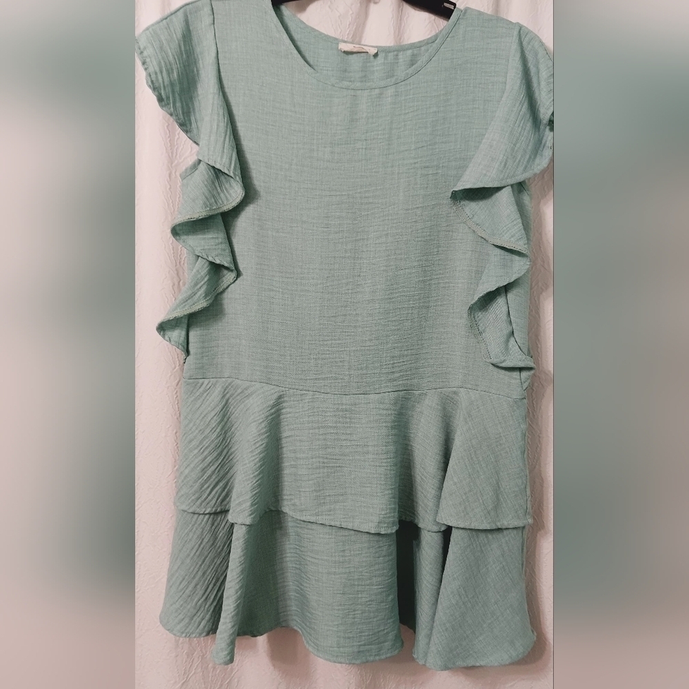 HUMMINGBIRD  Green Ruffled Dress Size M